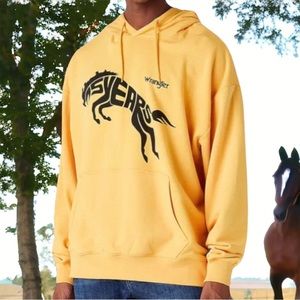 Wrangler Mens 75th Anniversary Yolk Yellow Hoodie Size Large Oversized New